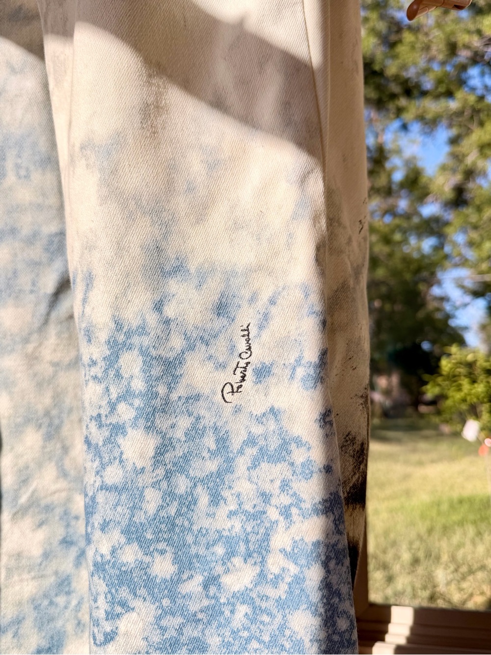 VINTAGE ROBERTO CAVALLI Leopard Print Light Wash Flare Jeans Archive 90s Size M - Picture 8 of 15